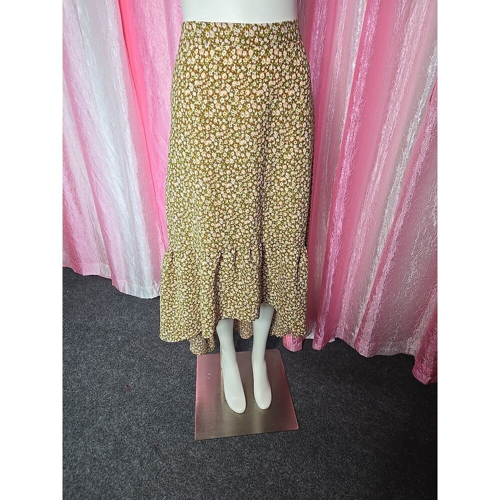 Altar'd State Brown Floral High Low Ruffle Maxi Boho Skirt Size Large - Picture 8 of 15